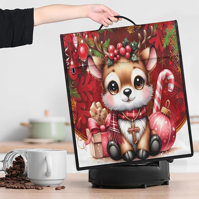 Kitchen Aid Mixer Cover Christmas Deer Candy Canes Stand Mixer Cover Compatible with 6-8 Quarts Stand Mixers Dust Covers with Zipper Pocket Foldable Washable Kitchen Aid Organizer Bag