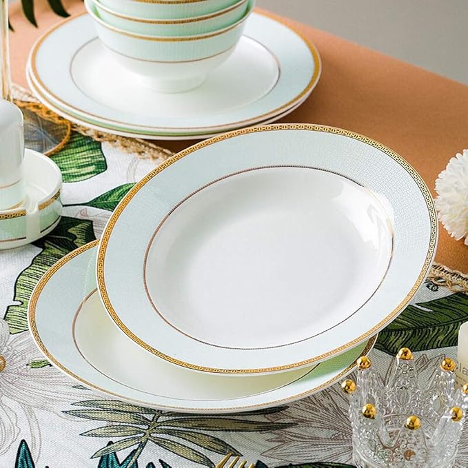 New Dinnerware SetsDinnerware Set 48 Pieces European Style High-Grade Bone China Plates And Bowls Sets - Ceramics Dinner Set For Wedding Gifts And Family Gathering