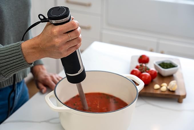 Blendtec Immersion Blender - Handheld Stick Blender Whisk and Food Processor - Includes 3 Attachments 20 oz BPA-Free Jar and Storage Tray - Stainless Steel