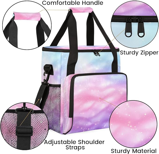 Purple Glitter Coffee Maker Carrying Bag Pink Blue Travel Storage Bag Compatible with K-Mini or K-Mini Plus Single Serve Coffee Brewer Carrying Case with Multiple Pockets &amp Shoulder Strap