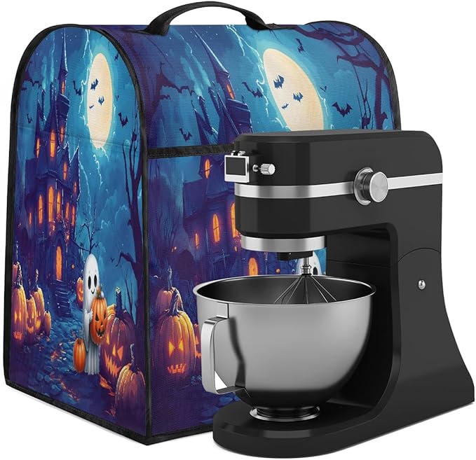 cfpolar Kitchen Aid Mixer Cover Compatible with 6-8 Quarts Halloween Ghosts Castle Pumpkin Stand Mixer Cover Kitchen Aid Mixers Accessories Appliance Organizer Bag Dust Covers with Zipper Pocket