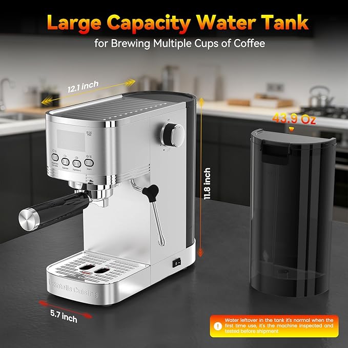 Espresso Machine 20 Bar Stainless Steel Espresso Maker with Steam Milk FrotherExpresso Machine for Home Temperature Control and LED Display Coffee Machine for Cappuccino Latte Americano