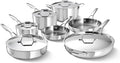 Calphalon Premier Polished 5-Ply Stainless Steel Cookware Set w/Turbo Heat Tech 12 Piece Includes Frying Pans Pots and Pans Set Induction Oven Safe 500F PFOA Free Polished Stainless Silver