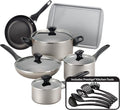 Farberware 21805 Dishwasher Safe Nonstick Cookware Pots and Pans Set 15 Piece Champagne