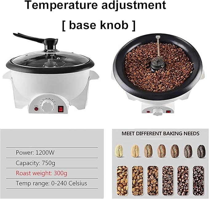 Commercial Coffee Roaster Electric Coffee Maker Machine 750g Household Coffee Roaster Baker Coffee Bean Burner Machine Baking Coffee Beans Tea Cereals Sesame Raw Beans - 1200w