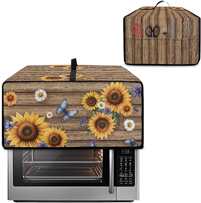 Doojoayie Butterfly &amp Sunflower Toaster Cover 4 Slice Toaster Oven Covers Small Appliance Protector Universal Fit Kitchen Appliance Covers for Bread Machine Air Fryer