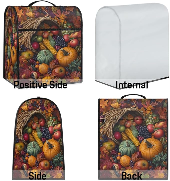 cfpolar Kitchen Aid Mixer Cover Compatible with 6-8 Quarts Food Pumpkin Autumn Stand Mixer Cover Kitchen Aid Mixers Accessories Appliance Organizer Bag Dust Covers with Zipper Pocket