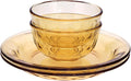 Sunflower Glass Dinnerware Set 2 Diamond Bowls 5.1 x 2.8 and 2 Plates 9 Set of 4 Amber GlassHigh Temperature Resistant Glass Dish Dishwasher Safe