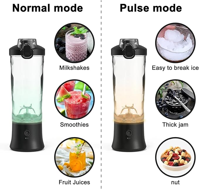 20oz Portable Blender 240W USB Rechargeable Smoothie Blender with LED Display Pulse &amp Blend Modes IPX7 Waterproof BPA-FreeTravel Juicer for Shakes Ice Crushing Sports &amp Outdoor Black