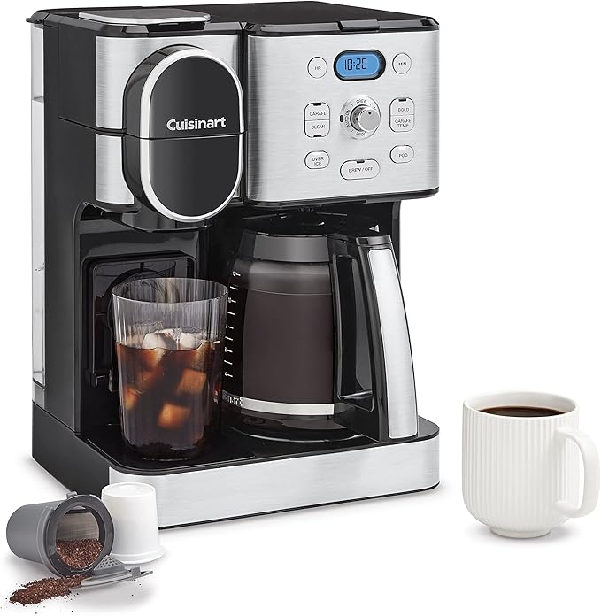 Cuisinart Coffee Maker 12-Cup Glass Carafe Automatic Hot &amp Iced Coffee Maker Single Server Brewer Stainless Steel SS-16 &amp CPT-640P1 4-Slice Custom Select Toaster Stainless Steel