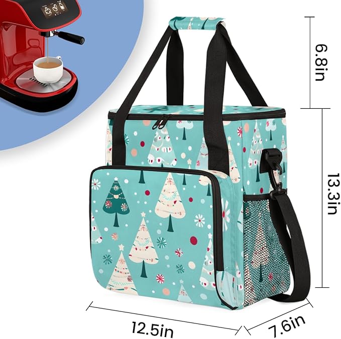 Abstract Tree Coffee Maker Carrying Bag Christmas Tree Travel Storage Bag Compatible with K-Mini or K-Mini Plus Single Serve Coffee Brewer Carrying Case with Multiple Pockets &amp Shoulder Strap
