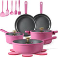 CAROTE Non Stick Pots and Pans Set Cookware Sets Nonstick Kitchen Cooking Set with Stay-Cool Handleswith Silicone Tools and Pot Protectors16 Piece