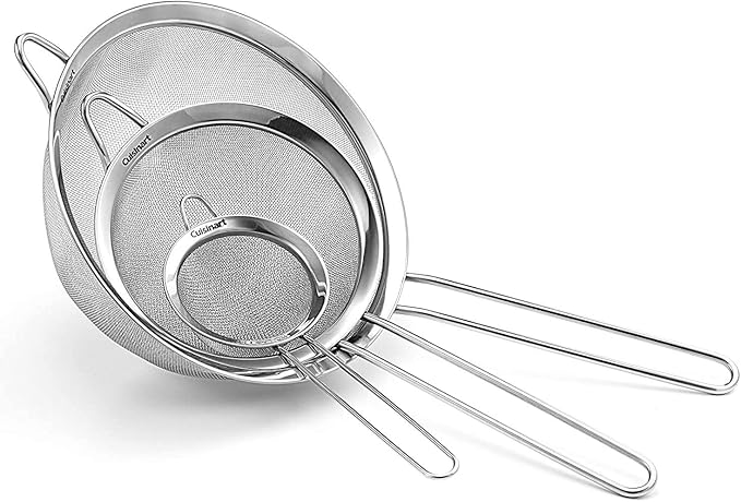 Cuisinart 77-11G Stainless Steel 11-Piece Set Chef's-Classic-Stainless-Cookware-Collection &amp CTG-00-3MS Set of 3 Fine Set of Mesh Strainers 1 Stainless Steel