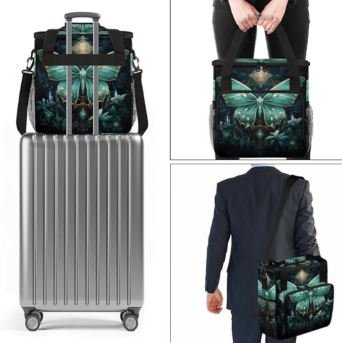 Gothic Butterfly Coffee Maker Carrying Bag Modern Butterfly Travel Storage Bag Compatible with K-Mini or K-Mini Plus Single Serve Coffee Brewer Carrying Case with Multiple Pockets &amp Shoulder Str