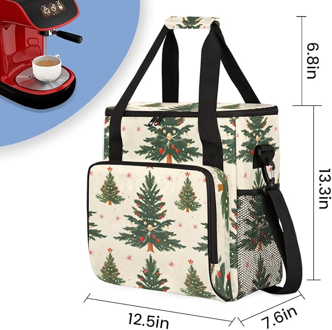 Cartoon Tree Coffee Maker Carrying Bag Cute Tree Travel Storage Bag Compatible with K-Mini or K-Mini Plus Single Serve Coffee Brewer Carrying Case with Multiple Pockets &amp Shoulder Strap