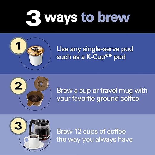 Hamilton Beach FlexBrew Trio 2-Way Coffee Maker Compatible with K-Cup Pods or Grounds Combo Single Serve &amp Full 12c Pot Black