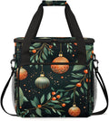 Xmas Leaves Coffee Maker Carrying Bag Christmas Ball Travel Storage Bag Compatible with K-Mini or K-Mini Plus Single Serve Coffee Brewer Carrying Case with Multiple Pockets &amp Shoulder Strap