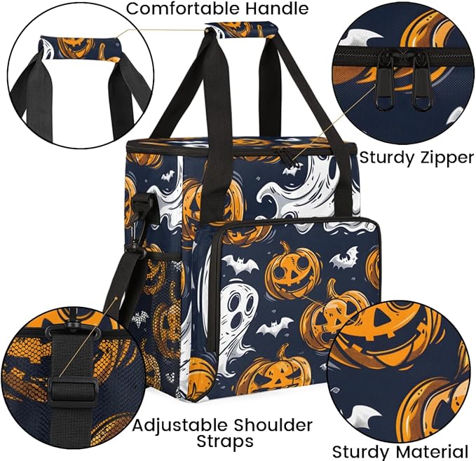 Halloween Pumpkin Coffee Maker Carrying Bag Oil Painting Pumpkin Travel Storage Bag Compatible with K-Mini or K-Mini Plus Single Serve Coffee Brewer Carrying Case with Pockets &amp Shoulder Strap