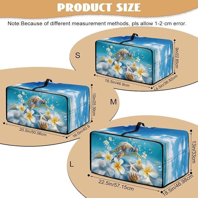 Sea Turtle Print Toaster Oven Air Fryer Cover Plumeria Starfish Print Bread Maker Machine Covers with Side Pockets Kitchen Small Appliance Cover M
