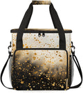 Glitter Coffee Maker Carrying Bag Gold Black Portable Travel Storage Tote Bag Compatible with K-Mini or K-Mini Plus Single Serve Coffee Brewer Carrying Case with Multiple Pockets &amp Shoulder Stra