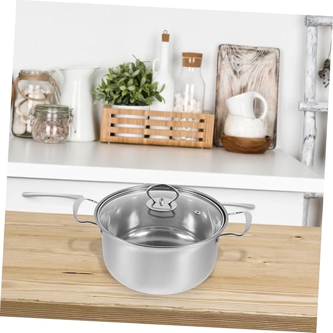 Multi Functional Stainless Steel Cookware Set Pots with Thick Bottom for Even Heating Pan Milk Pot and Frying Pan for Safe Healthy Cooking and Easy Cleaning
