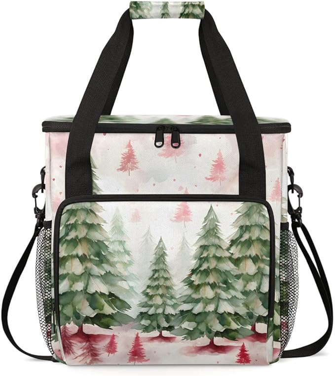 Xmas Christmas Tree Coffee Maker Carrying Bag Portable Travel Storage Tote Bag Compatible with K-Mini or K-Mini Plus Single Serve Coffee Brewer Carrying Case with Multiple Pockets &amp Shoulder Str