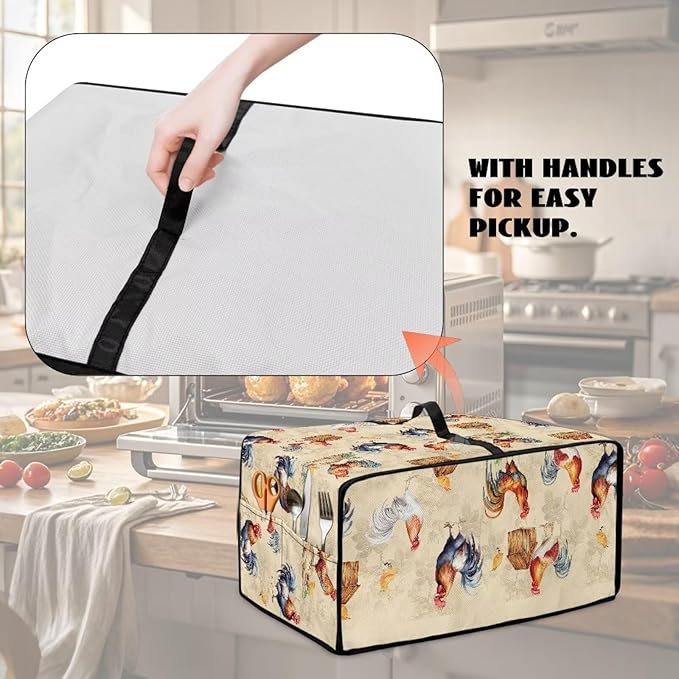 Doojoayie Small Appliance Covers Rooster Print Toaster Cover 4 Slice Bread Machine Protector Kitchen Decoration Gift for Friends Who Loves to Cook