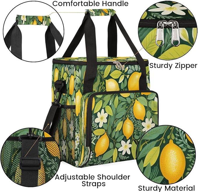 Lemon Printed Floral Coffee Maker Carrying Bag for Keurig K-Mini or K-Mini Plus Storage Portable Coffee Maker Travel Bag