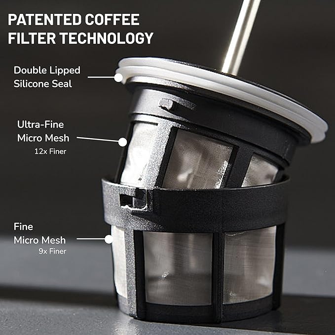 ESPRO P0 Ultralight French Press Coffee Maker for Travel Vacuum Insulated Stainless Steel 16 Ounces Brushed Stainless Steel