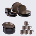 Ceramic Dinnerware Sets of 6Stoneware Plates and Bowls SetsHandmade Reactive Glaze Dishes SetChip Resistant and Scratch Resistant | Oven&ampDishwasher &amp Microwave Safe-Chestnut(32 PCS)