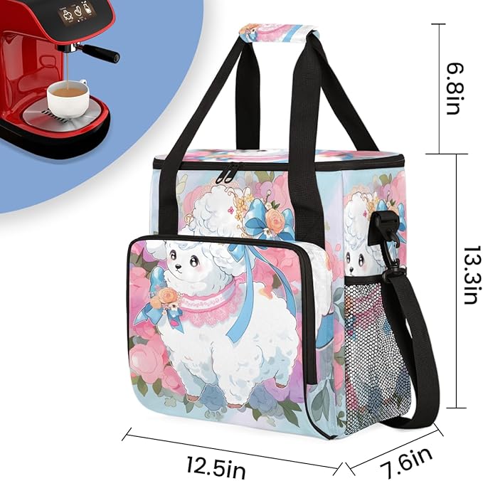 Sheep Floral Coffee Maker Carrying Bag Dream Sheep Travel Storage Bag Compatible with K-Mini or K-Mini Plus Single Serve Coffee Brewer Carrying Case with Multiple Pockets &amp Shoulder Strap