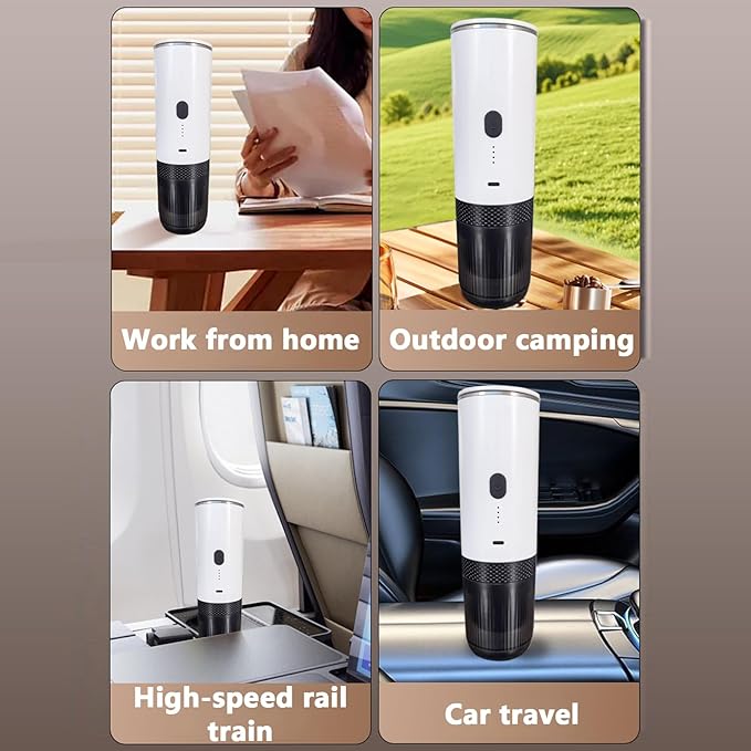 Asixxsix Portable Coffee Maker 2 in 1 Machine with 7500mAh Battery and 20Bar Pressure Compatible with Ground Coffee and Capsules for Home Travel Camping Office (White)