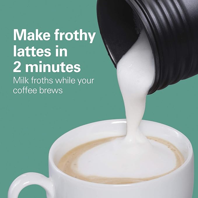 Hamilton Beach FlexBrew Single-Serve Coffee Maker with Milk Frother Compatible with K-Cup Pods and Grounds 1cups Black (49949)