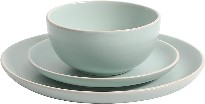 Gibson Home Rockaway Dinnerware Teal Matte Service for 4 (12pcs)