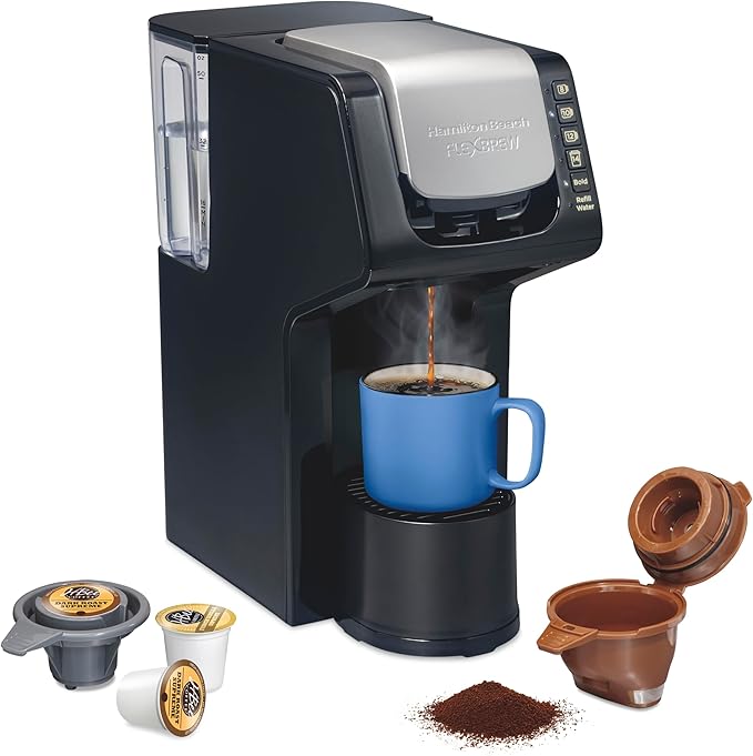 Hamilton Beach Gen 4 FlexBrew Single-Serve Coffee Maker with Removable Reservoir Compatible with Pod Packs and Grounds 50 oz. 4 Fast Brewing Options Black