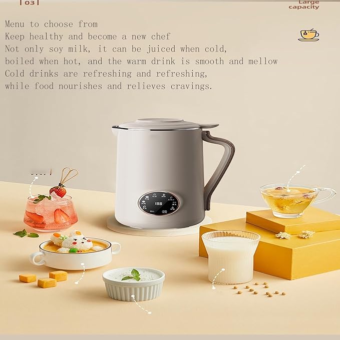 8 in 1 Nut Milk Maker Homemade Almond Oat Coconut Soy Plant Based Milks and Non Dairy Beverages Automatic Soybean Milk Machine with Delay Start/Keep Warm/Boil Water