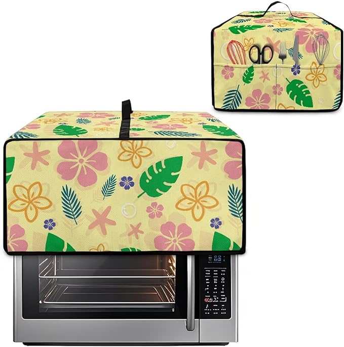 Doojoayie Flower &amp Leaf Small Appliance Covers Cute Cat Toaster Oven Cover 4 Slice Kitchen Appliance Dust Protector 18.5x14.5x 9 Compatible with Toaster/Bread Machine