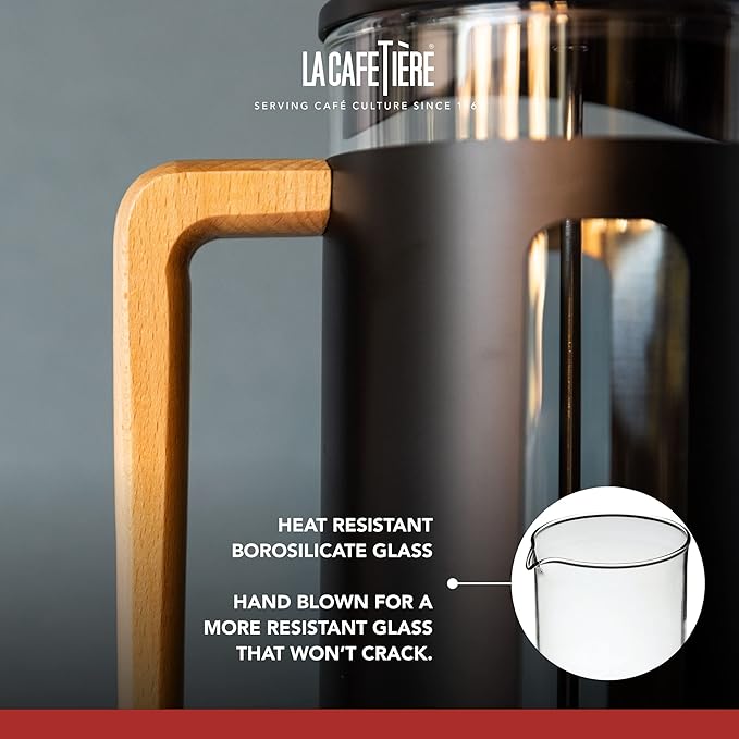 La Cafetière Pisa Stainless Steel Cafetière Eight Cup Black Gift Boxed
