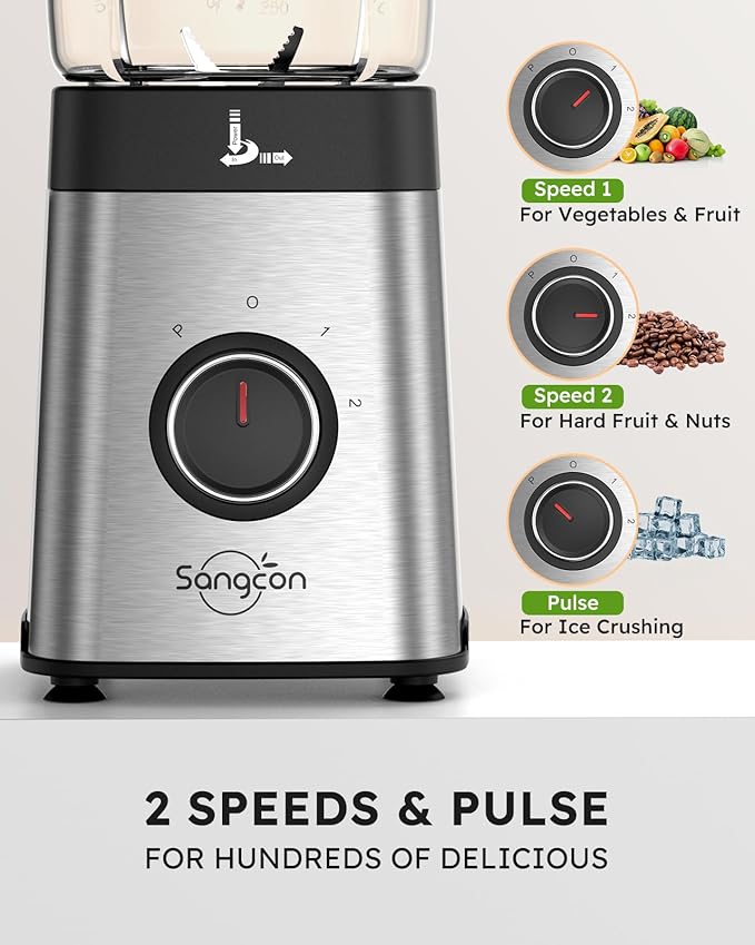 Sangcon Blenders for Kitchen - Smoothie Blender - Personal Blender for Shakes and Smoothies Grinding &amp more 40 oz Jar &amp 17oz Cup with To-Go Lid