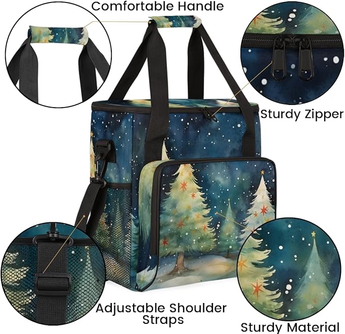 Graffiti Christmas Tree Coffee Maker Carrying Bag Travel Storage Bag Compatible with K-Mini or K-Mini Plus Single Serve Coffee Brewer Carrying Case with Multiple Pockets &amp Shoulder Strap