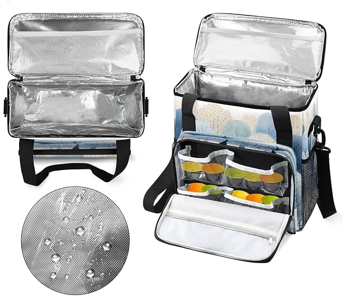 Forest Pattern Coffee Maker Carrying Bag Compatible with K-Mini or K-Mini Plus Portable Single Cup Coffee Maker Case with Pockets for K Cup Pods