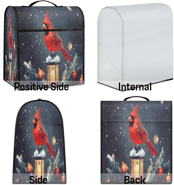 cfpolar Kitchen Aid Mixer Cover Compatible with 6-8 Quarts Xmas Cardinal Christmas Stand Mixer Cover Kitchen Aid Mixers Accessories Appliance Organizer Bag Dust Covers with Zipper Pocket