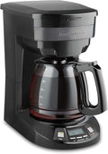 Hamilton Beach 46293 Programmable Coffee Maker Brew Options Glass Carafe 12 Cup Black Stainless (Renewed)