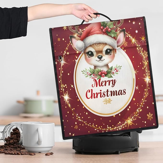 cfpolar Kitchen Aid Mixer Cover Compatible with 6-8 Quarts Christmas Elk Holly Stand Mixer Cover Kitchen Aid Mixers Accessories Appliance Organizer Bag Dust Covers with Zipper Pocket