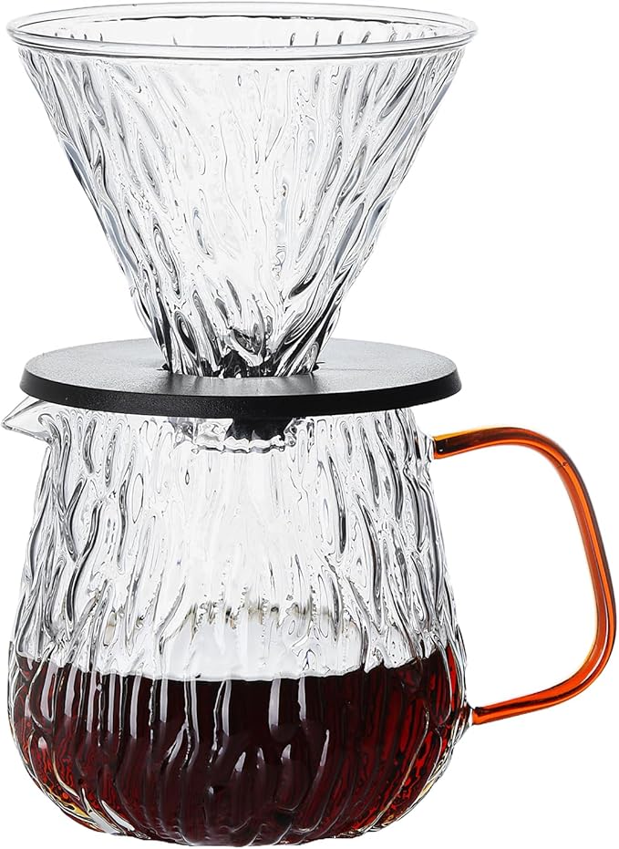 Unbreakable - Pour Over Coffee Maker 650ML/22OZ Heat Resistant Borosilicate Glass Dripper with Filter Holder BPA-Free Manual Coffee Brewer for Home and Office Use