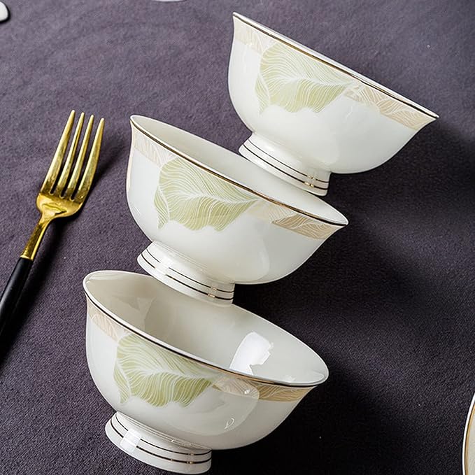 Home Banquet Cutlery Set White Bone China Cutlery Set with Dinner Plates Dessert Plates Soup Plates Saucers for Gifts Wedding Hotel 62 Piece
