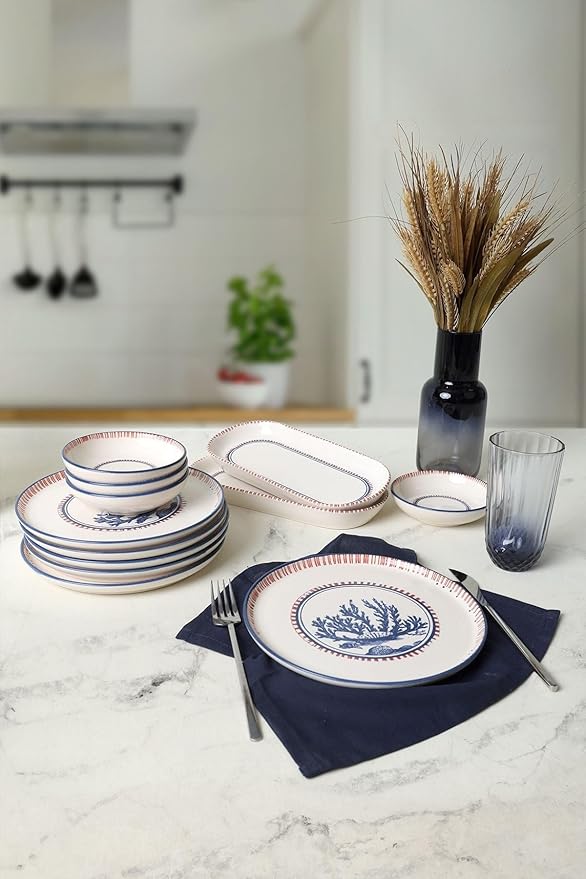 Dinnerware Set - Marine Wonders - 12 Pieces - 6 Persons - Stoneware