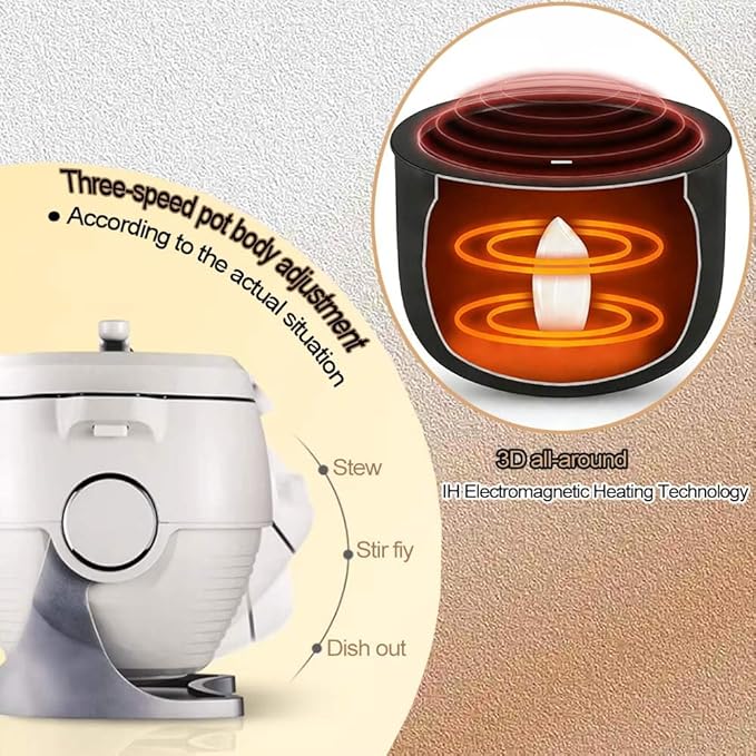 2000w Automatic Cooking Machine360° Rotation Pot Commercial Auto Stir Fry Machine 3D Heating 3 Speed Modes with Smart Touch for Stir Frying/Soup/Rice Home &amp Kitchen