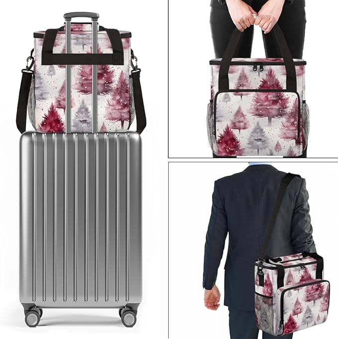 Christmas Tree Coffee Maker Carrying Bag Graffiti Tree Travel Storage Bag Compatible with K-Mini or K-Mini Plus Single Serve Coffee Brewer Carrying Case with Multiple Pockets &amp Shoulder Strap