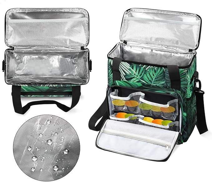 Tropical Foliage Coffee Maker Carrying Bag Portable Travel Storage Tote Bag Compatible with K-Mini or K-Mini Plus Single Serve Coffee Brewer Carrying Case with Multiple Pockets &amp Shoulder Strap